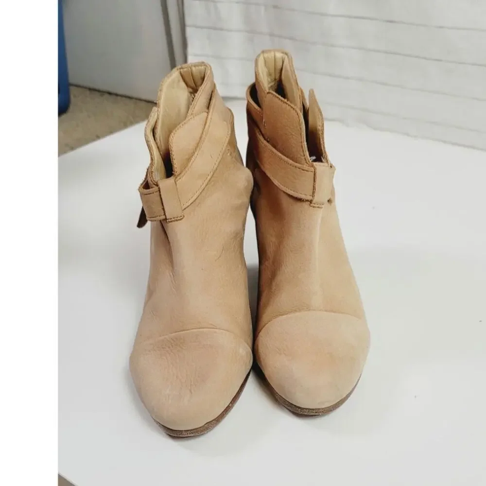 Rag & Bone Harrow Suede Leather Ankle Boots in Camel, sz 39.5 EU/ 9.5 US